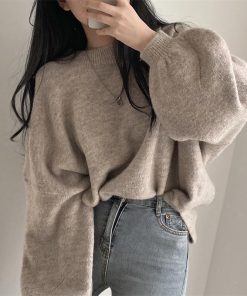 ニット・セーター | ニット レディース 秋冬 厚手 トップス セーター 秋服コーデ 長袖 パフスリーブ ボリューム感 スリット ゆったり 30代 上品 無地 大人 ニットセーター 大きめ