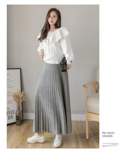 スカート | マタニティプリーツ レディース 秋 冬 コーデ Aライン 可愛い 妊婦服 産前 産後 ウエスト調整 上品 マタニティウェア ロング丈 体型カバー