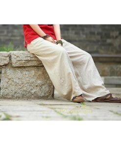 ワイドパンツ | 夏パンツ レディース パフパンツ ロングパンツ 綿麻パンツ 涼しい ゆったり ウエストゴム 可愛い 20代30代40代50代60代 無地 大人 大きめ