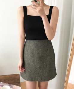 Tシャツ・カットソー | リブニット タンクトップ スクエアネック