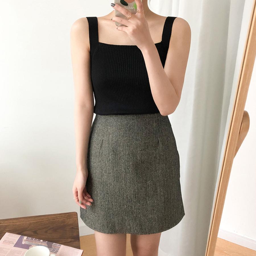 Tシャツ・カットソー | リブニット タンクトップ スクエアネック