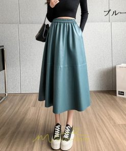 スカート | フレア革レザーボトムス ロングフレアAライン 秋冬 レディース ボトムス 通勤 大人気 キレイめ 着痩せ