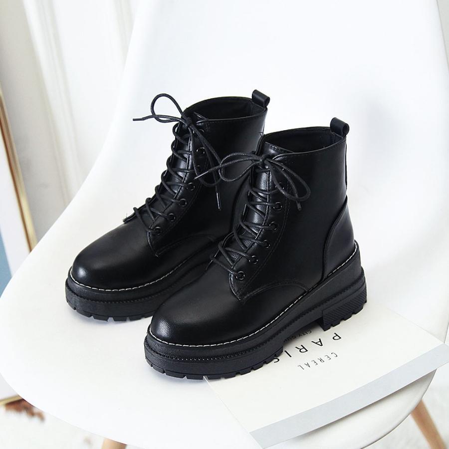 ショートブーツ | レースアップ 厚底 ブーツ 春秋冬 歩きやすい ワークブーツ ショート シューズ 美脚 レディース