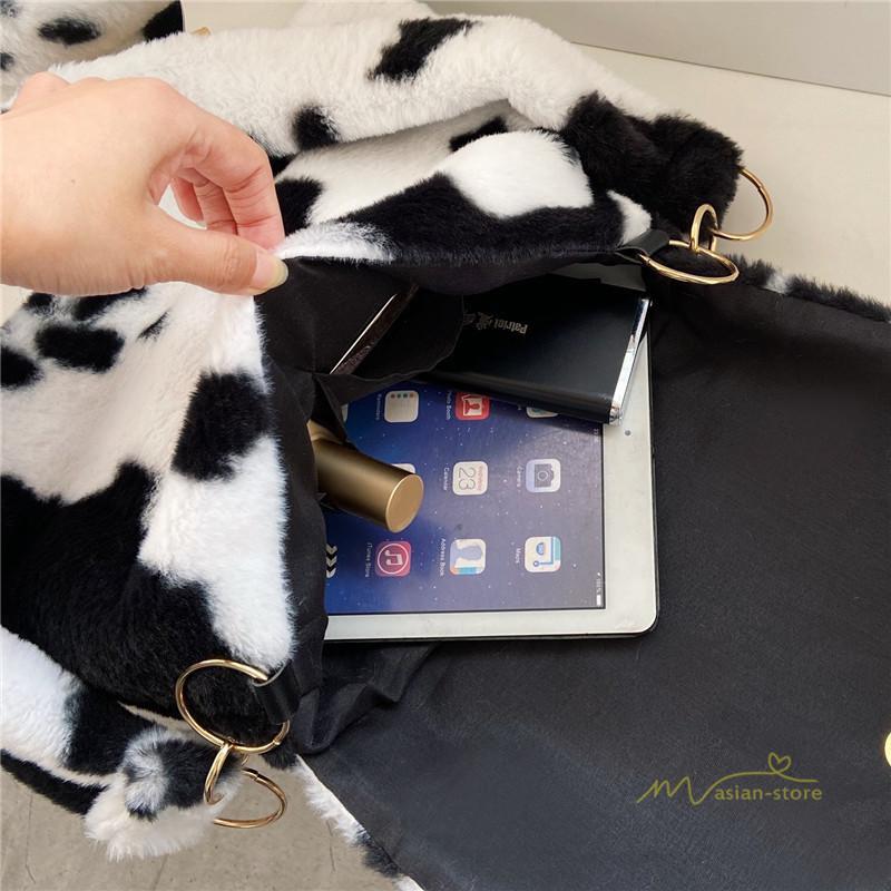 女性用バッグ | バッグ レディース ショルダーバッグ 肩掛け 可愛い 斜めがけ 鞄 かばん 黒白 もこもこ 春物