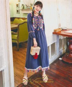 マキシ | ワンピース レディース ロング丈 マキシ丈 長袖 パーティー 白 赤 黄色 青 綿麻 二次会 謝恩会 同窓会 服装 カジュアル 刺繍 40代 夏 30代 20代 秋 50代