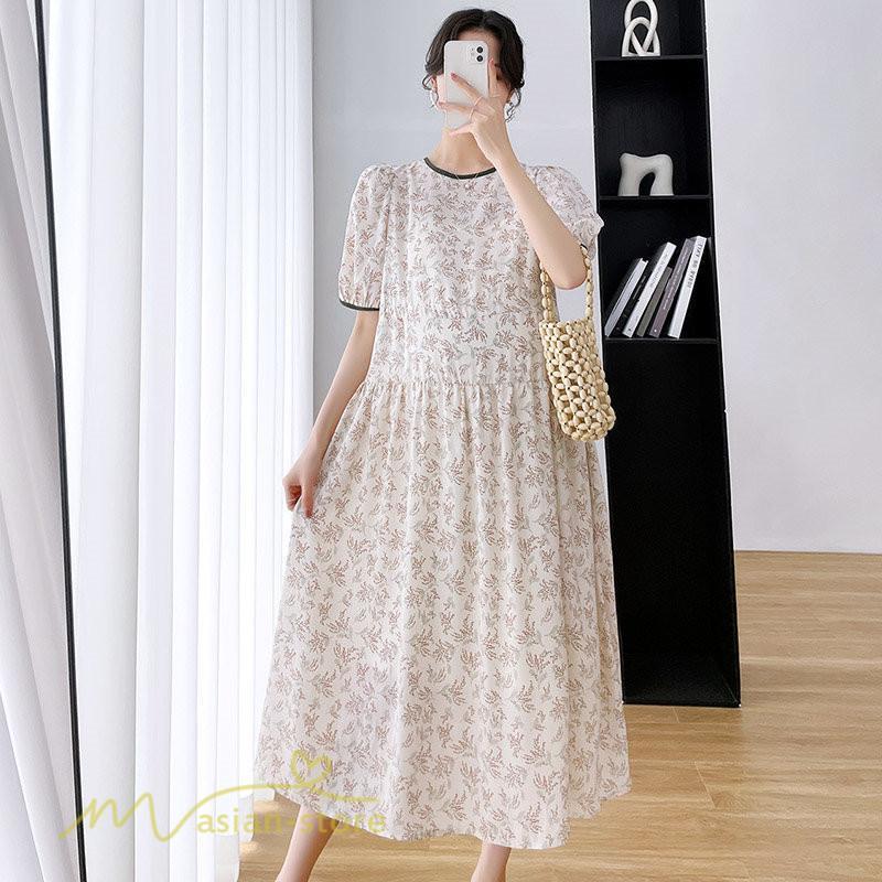 ワンピース | マタニティレディース 着痩せ 韓国風 小花柄 妊婦服 マタニティウェア 上品 大きいサイズ 夏服 Aラインお出かけ マタニティ