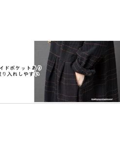 マキシ | チェック柄ワンピースリネン風 シャツワンピース 30代レディース秋物長袖 綿麻風 ゆったり ゆるシルエット 大人 チェック柄 可愛い 通学通勤 ロングシャツ