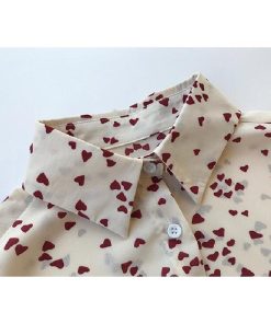 シャツ・ブラウス | シフォンブラウス レディースシャツ 涼感 薄手 長袖 羽織り 前開き トップス ゆったり 可愛い プリント 20代30代 夏冷房 2022 シャツブラウス ハート