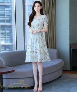 ミディアム | ワンピース レディース ミディアムワンピース 花柄 夏服 Aラインワンピース 上品 ミディアム丈 お出かけ 20代 30代 カジュアル 40代 エレガント 膝丈 Vネック
