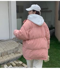 ダウンジャケット コート | フェイクレイヤードダウンジャケット 重ね着風ジャケット 中綿ジャケット アウター ダウン 防風 防寒 フード付き 秋冬コート ジップアップ レディース