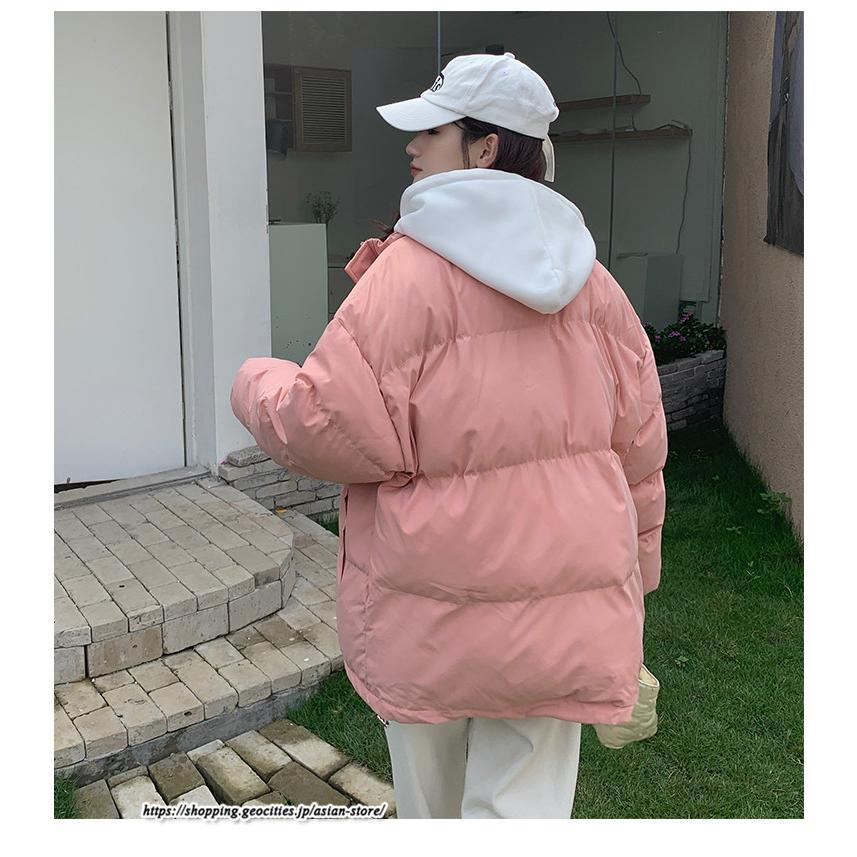 ダウンジャケット コート | フェイクレイヤードダウンジャケット 重ね着風ジャケット 中綿ジャケット アウター ダウン 防風 防寒 フード付き 秋冬コート ジップアップ レディース