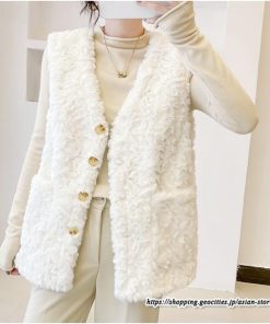 ベスト | ファーレディース 秋冬 アウター ジレ 羽織り 前開き ボタン カーディガン フェイクファー コーデ 袖なし ノーカラー ファーアウター 送料無料
