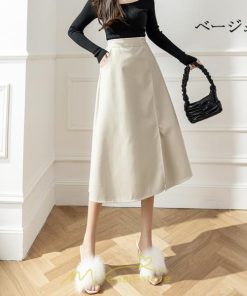 スカート | ロング秋冬 レディース フレア Aライン スリット 上品 フェミニン レザーかっこいい 通勤 OL キレイめ オフィス カジュアル