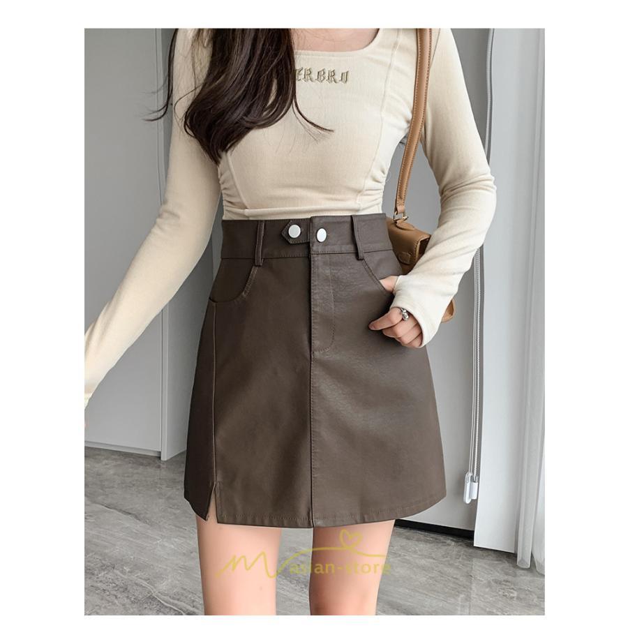 スカート | ミニレディース レザー Aライン タイト フェイクレザー 美シルエット シンプル ショート丈 着回し 通勤 お出かけ カジュアル