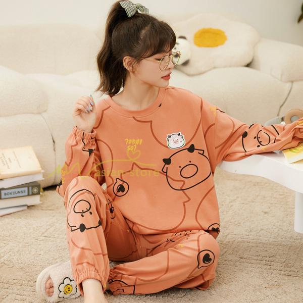 パジャマ ルームウェア | パジャマ ルームウェア レディース 春秋 長袖 パジャマ 綿ルームウェア 20色 上下セット 可愛い ナイトウェア Tシャツ 寝巻き 室内着 ホームウェア ロングパンツ