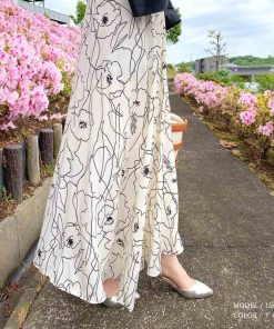 マキシスカート | 柄 ロングスカート 春 ウエストゴム スカート ミモレ丈スカート