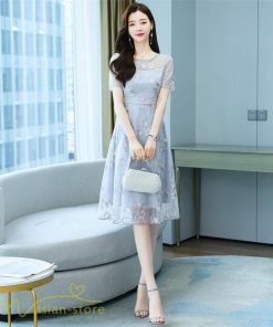 ミディアム | ワンピース エレガント レディース 膝丈 カジュアルワンピース 春 サマーワンピース 夏 新作 半袖 きれいめ グレー カジュアル 大きいサイズ お出かけ 花柄
