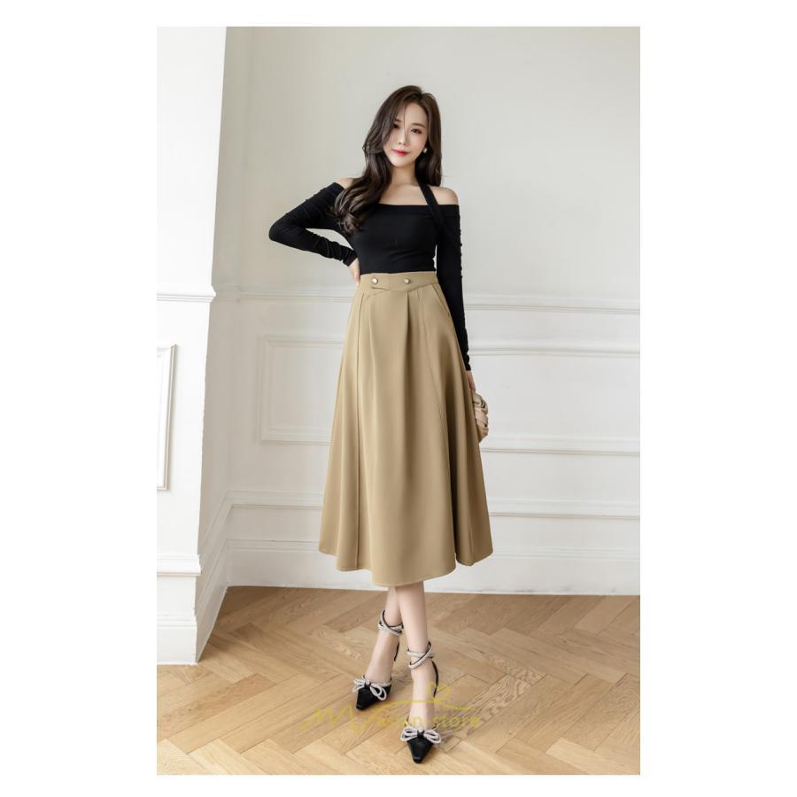スカート | レディース ボトムス ロング丈 ミモレ丈 Aライン 楽チン 大人 きれいめ 20代 30代 40代 通勤 脚長効果 OL オシャレ 上品 ビジネス オフィス