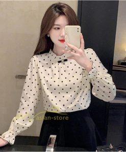 シャツ・ブラウス | ブラウス レディース きれいめ 40代 春夏秋新作 長袖トップス オシャレブラウス ドット柄 シフォンシャツ 上品 大人 通勤 ゆったり 50代 カジュアル 着痩せ 30代
