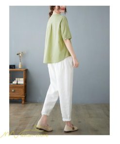 tシャツ・カットソー | Tシャツ ブラウス レディース Vネック カジュアル エレガント 半袖 30代 40代 カットソー 夏新作 おしゃれ 大きいサイズ 体型カバー コットン 麻混 ゆったり