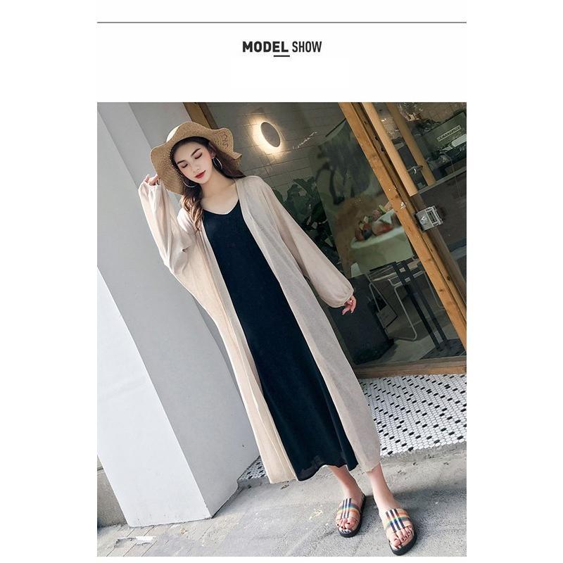 カーディガン | ロング薄手ニットレディーストップス 日焼け止め衣 UVカット 紫外線対策 長袖 前開き ゆったり 2020春夏 おしゃれ 透け感