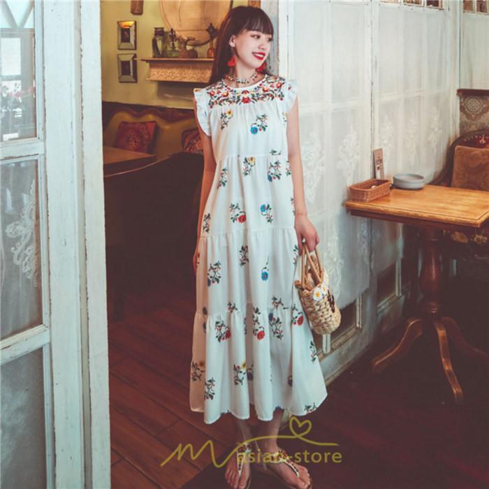 マキシ | ワンピース 夏 レディース リゾートワンピ ロングワンピース きれいめ 夏ワンピ エスニック 花柄 ノースリーブ 海外旅行 レトロ 夏服 ロング サマーワンピース