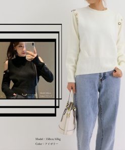 ニット・セーター | レディース カジュアル 肩開き オフショルダーニット トップス 肩出し ニットセーター プルオーバー 長袖 ショット丈