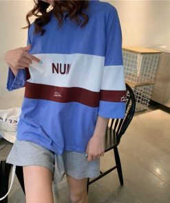 パジャマ　ルームウェア | ビッグTシャツ レディーストップス ロングTシャツ ゆったりカジュアル可愛い M L XL XXL ベージュ 黒 ブルー ブラック 2020春夏ロングTシャツ