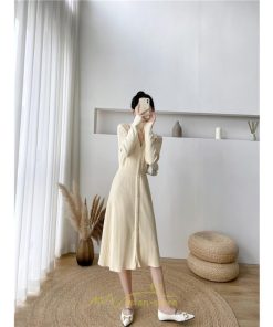 ニットワンピース | レディース ワンピース 冬 長袖 秋冬 ニット 20代 30代 40代 50代 Vネック かわいい おしゃれ 大人可愛い 着痩せ 綺麗