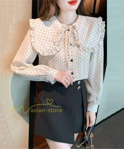 シャツ・ブラウス | ブラウス レディース きれいめ 40代 春夏秋新作 オシャレブラウス 長袖トップス ドット柄フレアブラウス 大人 韓国ファッション シャツ 通勤 20代30代 ゆったり