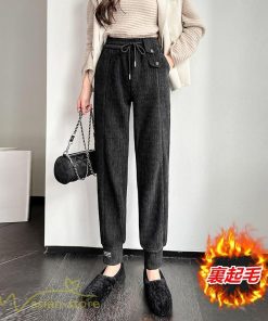 チノ・テーパード・ジョガー・スキニーパン | テーパードパンツ 厚手 裏起毛 レディース パンツ ロング丈 着痩せ ウエストゴム 秋冬コーデ 白 黒 おしゃれ ハイウエスト 暖かい 防寒 カジュアルパンツ