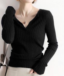 ニット・セーター | 大人可愛い ニットトップス きれいめ シンプル リブニット重ね着 長袖 カットソー Vネック オフィスカジュアル ニットセーター