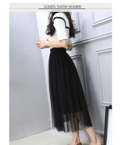 スカート | ロングチュールハイウエストフレアレディース 無地 きれいめ ウエストゴム 通勤通学 可愛い S M L 上品 着痩せ