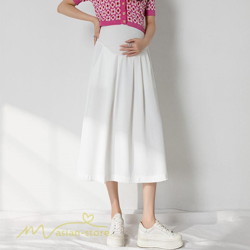 スカート | マタニティAライン マタニティウェア 春 夏 秋 無地 Aラインマタニティ 妊婦 ひざ下丈 ウエスト調整 着痩せ ゆったり 送料無料