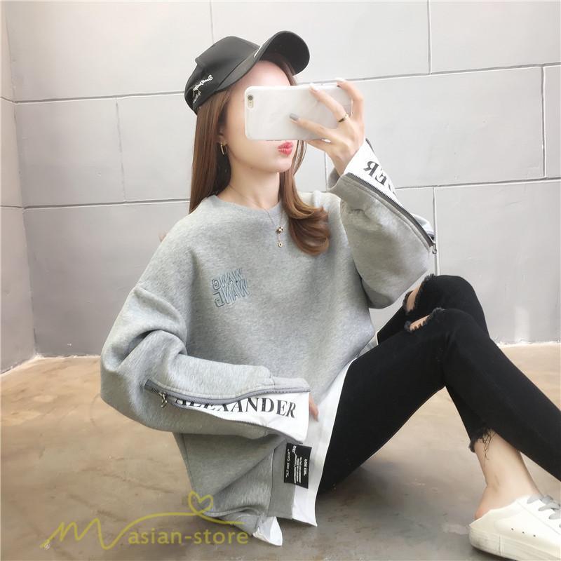 パーカー | トレーナー レディース 秋物 長袖フェイク ロングT 重ね着風 スウェット トップス 秋服 ゆったり 秋冬 大人 プルオーバー 20代30代40代50代60代