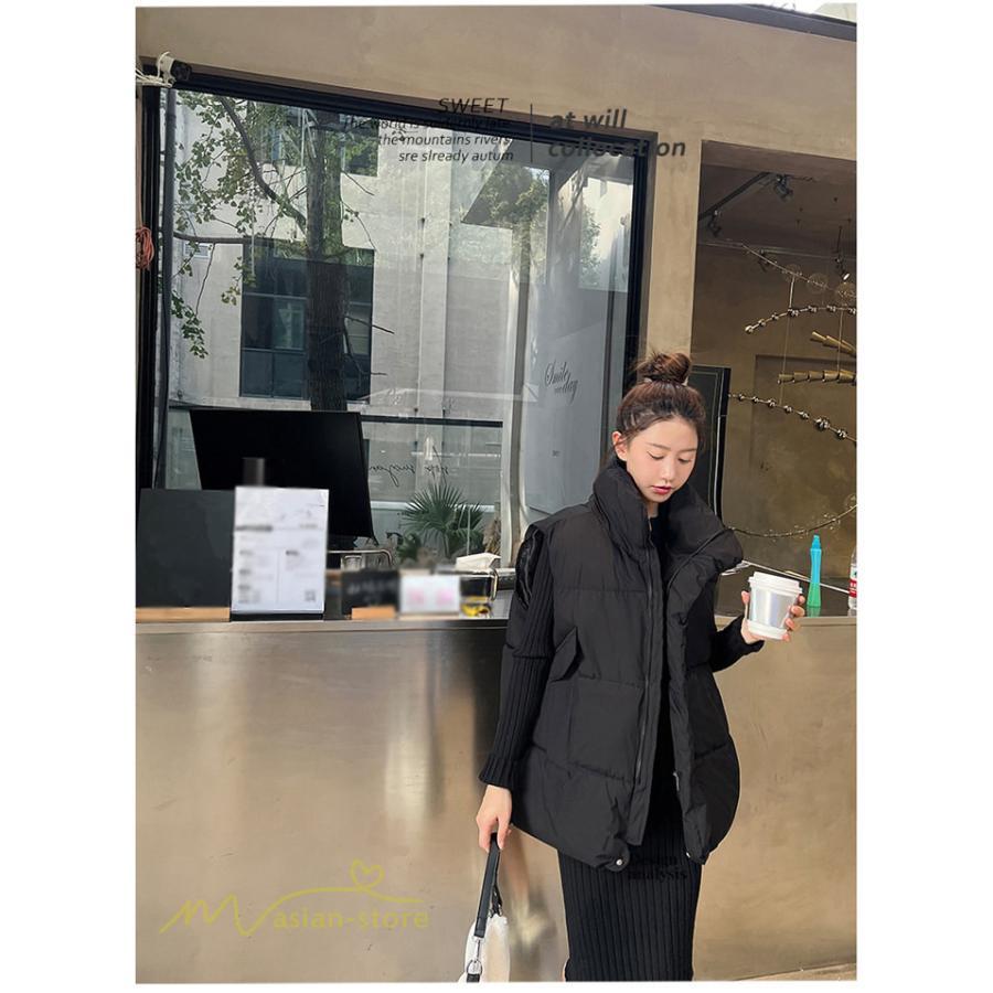 ベスト | ダウンレディース 無地 スタンドネック 中綿きれいめ シンプル 大きいサイズ ノースリーブ 韓国風 20代 50代 秋冬コーデ 40代 30代 大きいサイズ