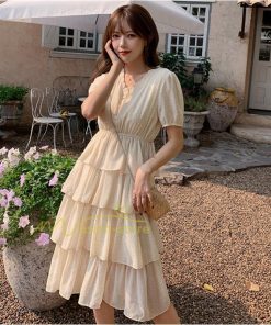 マキシ | ワンピース レディース 40代 膝丈ワンピース 春夏 半袖 シフォンワンピース 通勤OL オシャレ結婚式ドレス Vネック 20代30代 きれいめ 上品 着痩せ Aライン