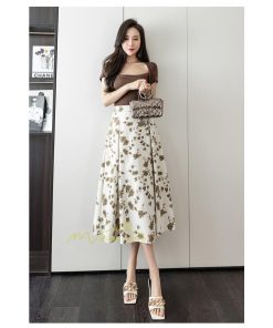 スカート | マキシロング ワイド フレア ゆったり 2トーン 春 夏 秋 冬 体系カバー Aライン フェミニン 着痩せ 20代30代40代 カジュアル デイリー 通勤通学 上品