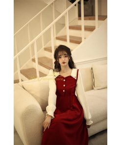 マキシ | ドッキングワンピース 秋 レディース 長袖ワンピ 切替 フェイク レイヤード風 重ね着風 Aラインワンピース 着痩せ ワンピース 可愛い 大人 二次会 30代40代