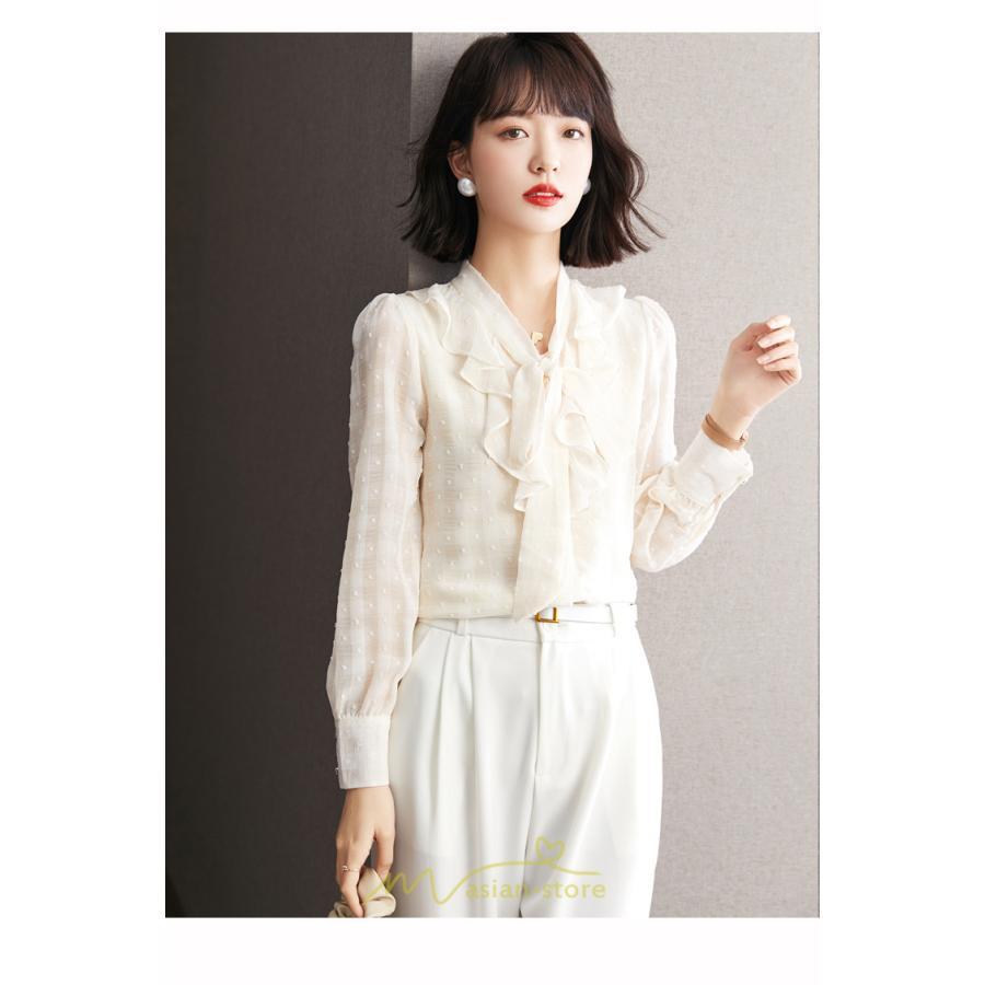 シャツ・ブラウス | シャツ ブラウス 春 秋 冬 シフォン 長袖 レディース フォーマル 通勤 OL オフィス ビジネス カジュアル リボン 綺麗 可愛い おしゃれ 高級感 キレイめ