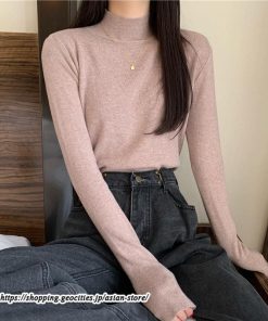 ニット・セーター | カットソー ニット レディース リブニット 長袖 秋冬 春 トップス スリム ストレッチ インナー 無地 プルオーバー 通学通勤 長袖ニット 長袖カットソー 着痩せ