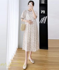 ワンピース | マタニティレディース 着痩せ 韓国風 小花柄 妊婦服 マタニティウェア 上品 大きいサイズ 夏服 Aラインお出かけ マタニティ