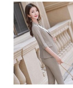パンツスーツ | レディース 五分袖 七分袖 セレモニースーツ 夏ビジネススーツ 夏オフィススーツ ジャケット スーツセット パンツセット パンツ 制服 2点セット