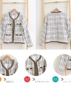 ジャケット・ブルゾン | ツイード風 ジャケット レディース韓国風