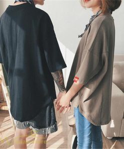 tシャツ・カットソー | Tシャツ カットソー 男女兼用 シンプル ゆったり 夏新作 サマー トップス レディース メンズ クルーネック おしゃれ 4色 黒 ピンク 白 カーキ 大きいサイズ