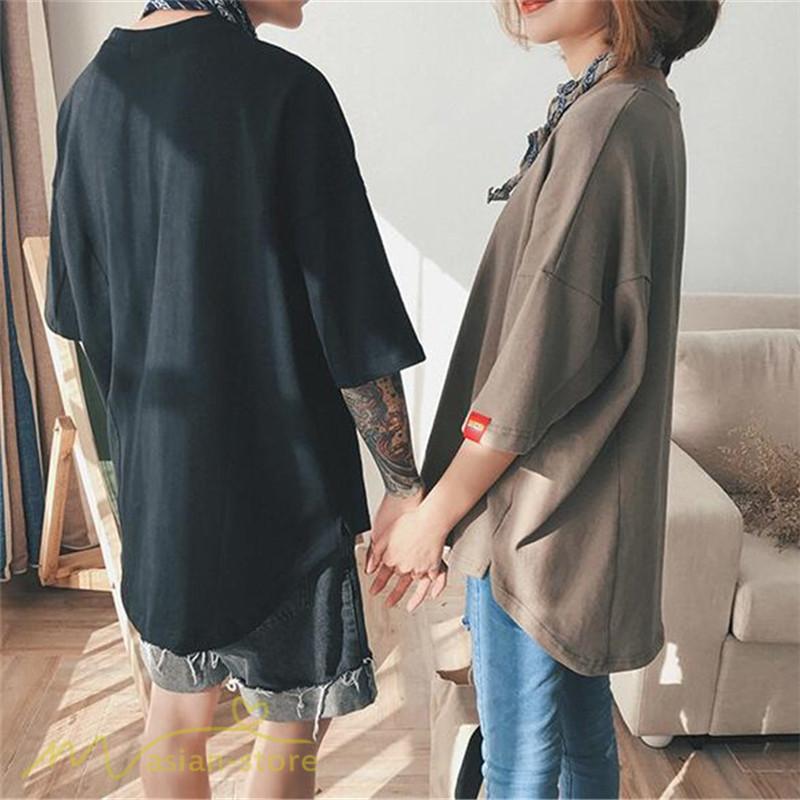 tシャツ・カットソー | Tシャツ カットソー 男女兼用 シンプル ゆったり 夏新作 サマー トップス レディース メンズ クルーネック おしゃれ 4色 黒 ピンク 白 カーキ 大きいサイズ