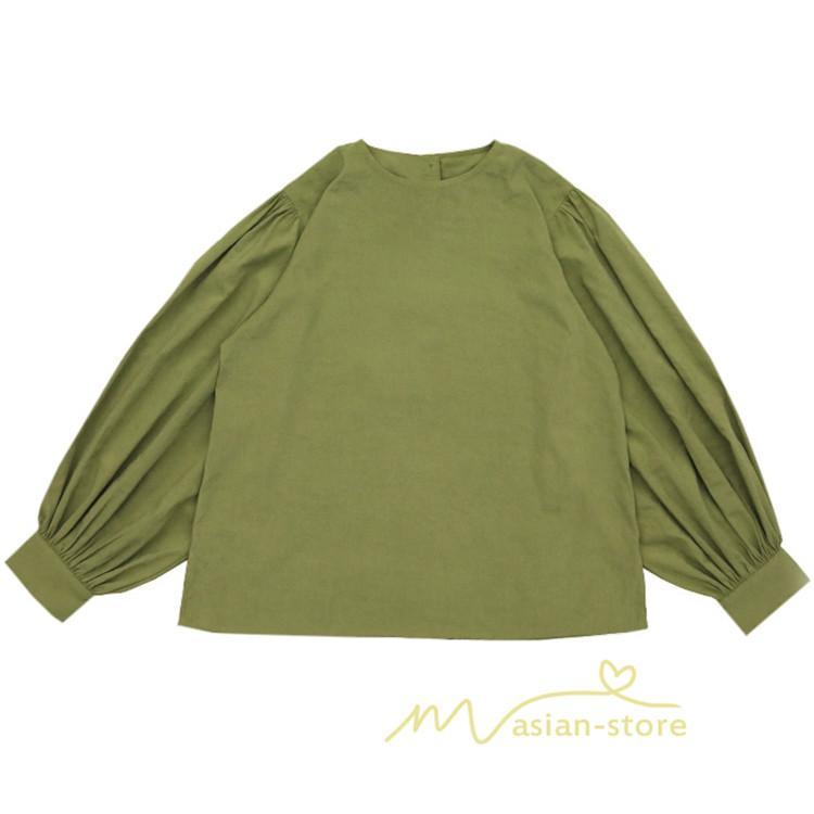 シャツ・ブラウス | 長袖ブラウス 綿100%ブラウス レディース シャツ 秋物 パフスリーブブラウス 無地 トップス 長袖 夏秋物 20代30代 可愛い ゆったりシルエット OL 大人