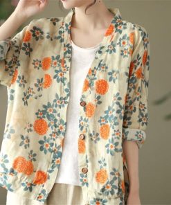 カーディガン | 麻混 レディース 花柄 初秋 リネン カジュアル Vネック 長袖 羽織 きれいめ 春 夏 秋 薄手 おしゃれ 40代50代 ゆったり 20代30代 大きいサイズ