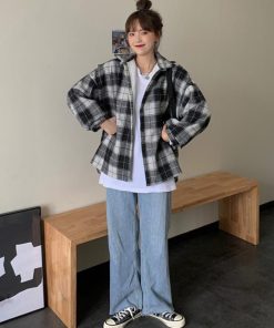 ジャケット・ブルゾン | チェック柄シャツ 裏ボア ジャケット秋冬