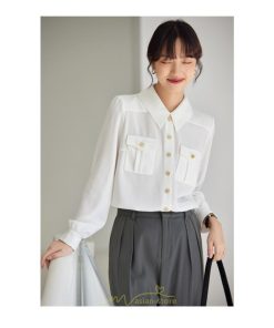 シャツ・ブラウス | ブラウス レディース オフィス 白 フォーマル 長袖 おしゃれ シャツ カジュアル 制服 レギュラー 着回し オフィス 胸ポケット OL 秋服 キレイめ 通勤